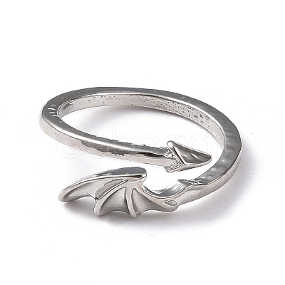 Alloy Wing Open Cuff Ring for Women RJEW-K239-17D-AS-1