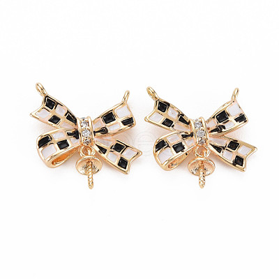 Brass Micro Pave Cubic Zirconia Connector Charms KK-S364-010-1