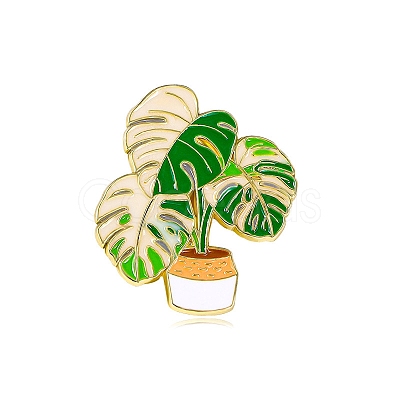 Monstera Leaf Potting Plant Brooches PW-WG73623-05-1