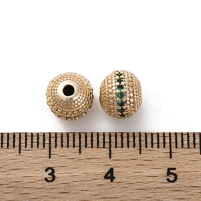 Brass Micro Pave Cubic Zirconia Beads KK-C071-08G-1