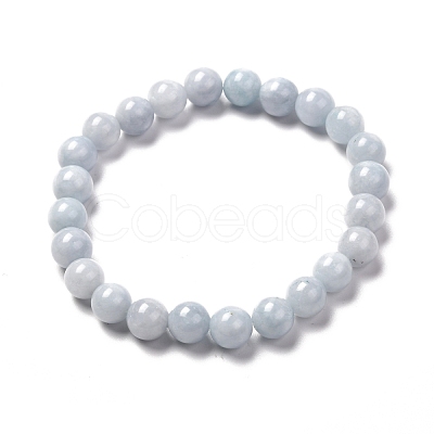 Natural Aquamarine Beads Stretch Bracelet Set for Men Women Girl Gift BJEW-JB06709-1