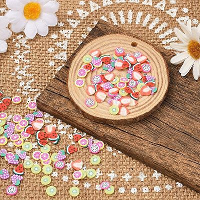 1800Pcs 6 Style Fruit Theme Handmade Polymer Clay Nail Art Decoration CLAY-YW0001-22-1