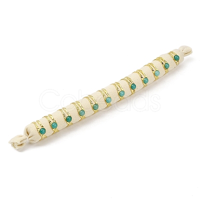 Ion Plating(IP) Round Natural Amazonite Finger Rings RJEW-H233-01G-02-1