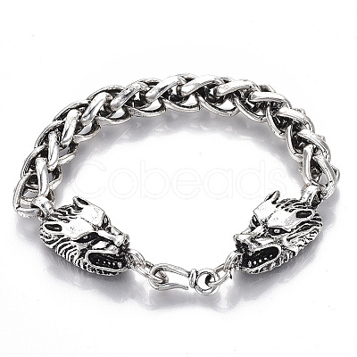 Men's Alloy Wheat Chain Bracelets X-BJEW-T014-07AS-1