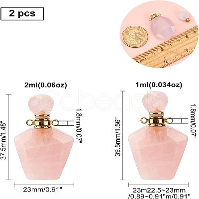 NBEADS Faceted Natural Gemstone Openable Perfume Bottle Pendants AJEW-NB0002-09-1