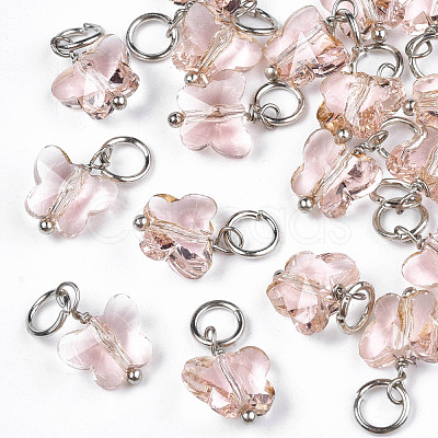 Faceted Transparent Glass Charms GLAA-T024-06K-1