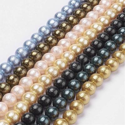 Wrinkle Textured Shell Pearl Beads Strands BSHE-E016-12mm-M-1