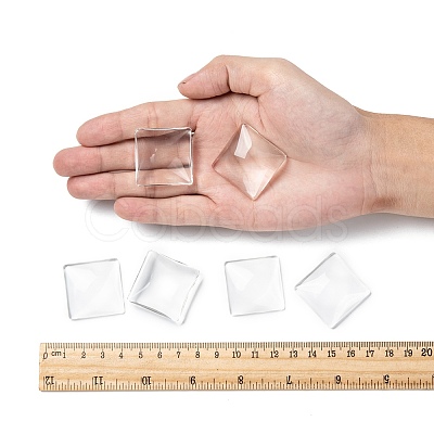 Transparent Glass Square Cabochons X-GGLA-A001-30mm-1