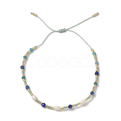 Miyuki Seed Bead and Natural Kyanite Braided Bracelets BJEW-C061-04-1