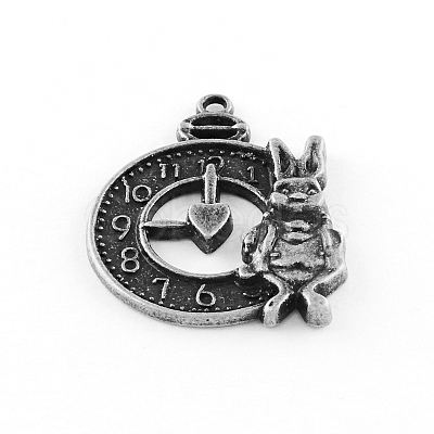 Clock & Rabbit Tibetan Style Alloy Pendants TIBEP-R344-71AS-LF-1