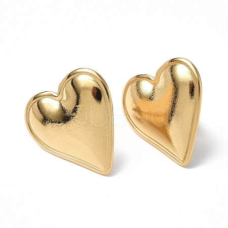 Ion Plating(IP) 304 Stainless Steel Heart Stud Earrings for Women EJEW-F300-16G-1