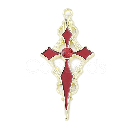 Rack Plating Alloy Enamel Pendants PALLOY-F018-29G-02-1