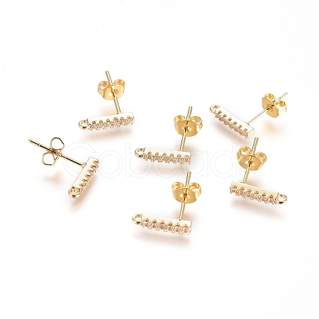 Brass Micro Pave Cubic Zirconia Stud Earring Finding X-KK-G389-38G-1