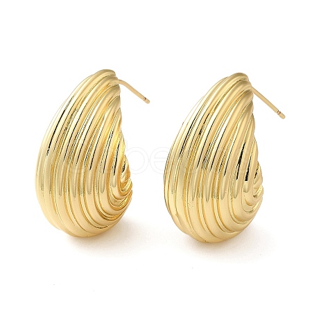Rack Plating Brass Shell Shape Stud Earrings for Women EJEW-Z019-20G-1
