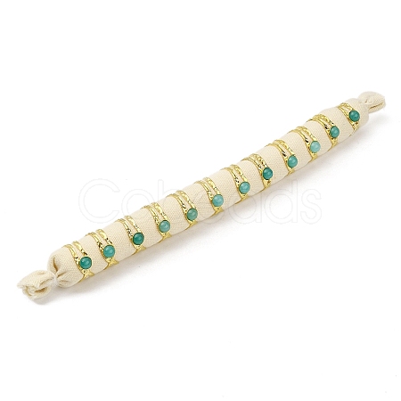 Ion Plating(IP) Round Natural Amazonite Finger Rings RJEW-H233-01G-02-1