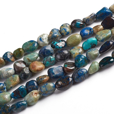 Natural Chrysocolla and Lapis Lazuli Beads Strands G-D0002-B18-1