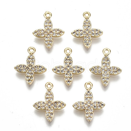 Brass Micro Pave Clear Cubic Zirconia Charms KK-S354-244-NF-1