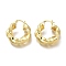 Brass Hoop Earrings, Long-Lasting Plated, Textured, Twist Ring, Real 18K Gold Plated, 36x31.2x7.5mm, Pin: 1.5mm