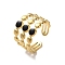 304 Stainless Steel Enamel Cuff Rings, Round, Real 18K Gold Plated, Adjustable