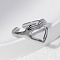 Titanium Steel Heart Hands Open Cuff Ring for Women, Stainless Steel Color, US Size 9(18.9mm)