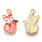 Painted Alloy Pendants, Fox Charm, Cadmium Free & Nickel Free & Lead Free, Golden, Light Salmon, 19.5x11.5x2mm, Hole: 1.5mm