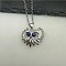 Cute Creative Owl Alloy Pendant Necklace from Europe and America, Antique Silver, Blue