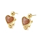 Natural Sunstone Heart Stud Earrings, with Ion Plating(IP) Golden Plated Brass Findings, 925 Sterling Silver Pin, 20.5x12mm