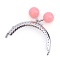 Iron Purse Frame Handle with Solid Color Acrylic Beads, for Bag Sewing Craft Tailor Sewer, Light Coral, 68x85~87x11mm, Hole: 1.5mm