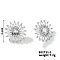 3D Sunflower Copper & Zircon Stud Earrings Fashionable Luxury Japanese Style, Platinum, 21x6mm