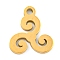 304 Stainless Steel Charms, Laser Cut, Real 18K Gold Plated, Triskele, 10x9x1mm, Hole: 1.2mm