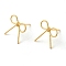 Brass Stud Earrings for Women, Bowknot, Real 18K Gold Plated, 15.5x15.5mm