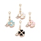 Rack Plating Alloy Rhinestone Pendants, with Enamel, Eiffel Tower with Flower, Golden, 24.5x14.5x3mm, Hole: 1.8mm