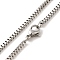 Tarnish Resistant 304 Stainless Steel Necklaces, Box Chain Necklace for Men, with Lobster Claw Clasps, Stainless Steel Color, 19.6 inch(50cm), 2mm, 2x2x1.5mm