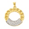 Rack Plating Brass Micro Pave Cubic Zirconia Pendants, with Link Chain Shape, Round, Real 18K Gold Plated, 28x25x3.5mm, Hole: 3.5x5mm