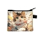 Polyester Wallets, Rectangle with Cat Pattern Makeup Bags, Tan, 11x13.5cm