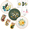 Flower Pattern Embroidery Beginner Kits, Including Embroidery Fabric & Thread, Needle, Wood Embroidery Hoop, Scissor, Seam Rippers, Easy Automatic Threader, Mixed Color, 50~300x0.8~300x0.4~0.5mm