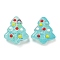 Handmade Lampwork Beads, Christmas Tree, Light Blue, 16.5x15x7.5mm, Hole: 1.2mm