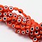 Handmade Evil Eye Lampwork Flat Round Bead Strands, Orange Red, 6x3mm, Hole: 1mm, about 65pcs/strand, 14 inch