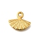 Ion Plating(IP) 304 Stainless Steel Pendants, Fan Charm, Real 18K Gold Plated, 15x18x2mm, Hole: 2mm