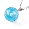 Resin Pendant Necklaces, Iron Cable Chains, Round with Sky, Platinum, 19.69 inch(50cm)