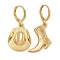 Alloy Hoop Earrings for Women, with Brass Earring Findings, Cowboy Boot & Cowboy Hat, Golden, 36.5~40.5x15.5~18mm