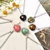 Heart Natural & Synthetic Mixed Gemstone Pendant Necklaces NJEW-JN03647-6