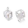 Hollow Brass Micro Clear Cubic Zirconia Charms ZIRC-H101-01P-2