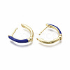 Brass Enamel Huggie Hoop Earrings EJEW-R144-011-NF-4