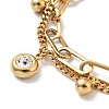 Crystal Rhinestone and Round Ball Charm Multi-strand Bracelet BJEW-G639-15G-2