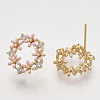 Brass Micro Pave Clear Cubic Zirconia Stud Earring Findings X-KK-T054-38G-NF-2