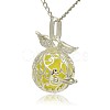Silver Color Plated Brass Hollow Round Cage Pendants KK-J230-04S-2