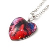 Glass Heart with Cloud Pendant Necklace NJEW-H165-01H-2