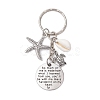 Tibetan Style Alloy with Natural Shell Keychain KEYC-JKC00929-4