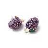 Real 18K Gold Plated Tone Brass Enamel Charms KK-P234-07G-2